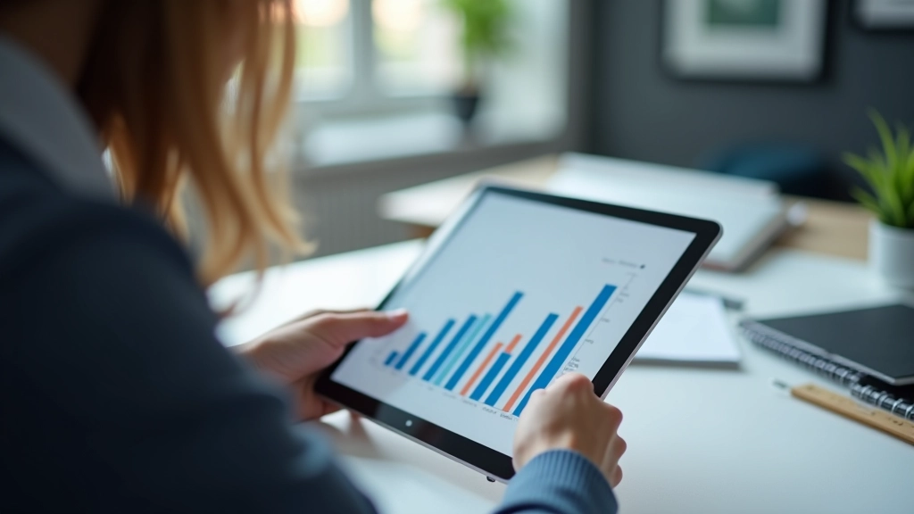 Balkendiagramm auf einem Tablet zeigt Verbrauchstrends, Hand eines Analysten deutet auf steigende Kosten